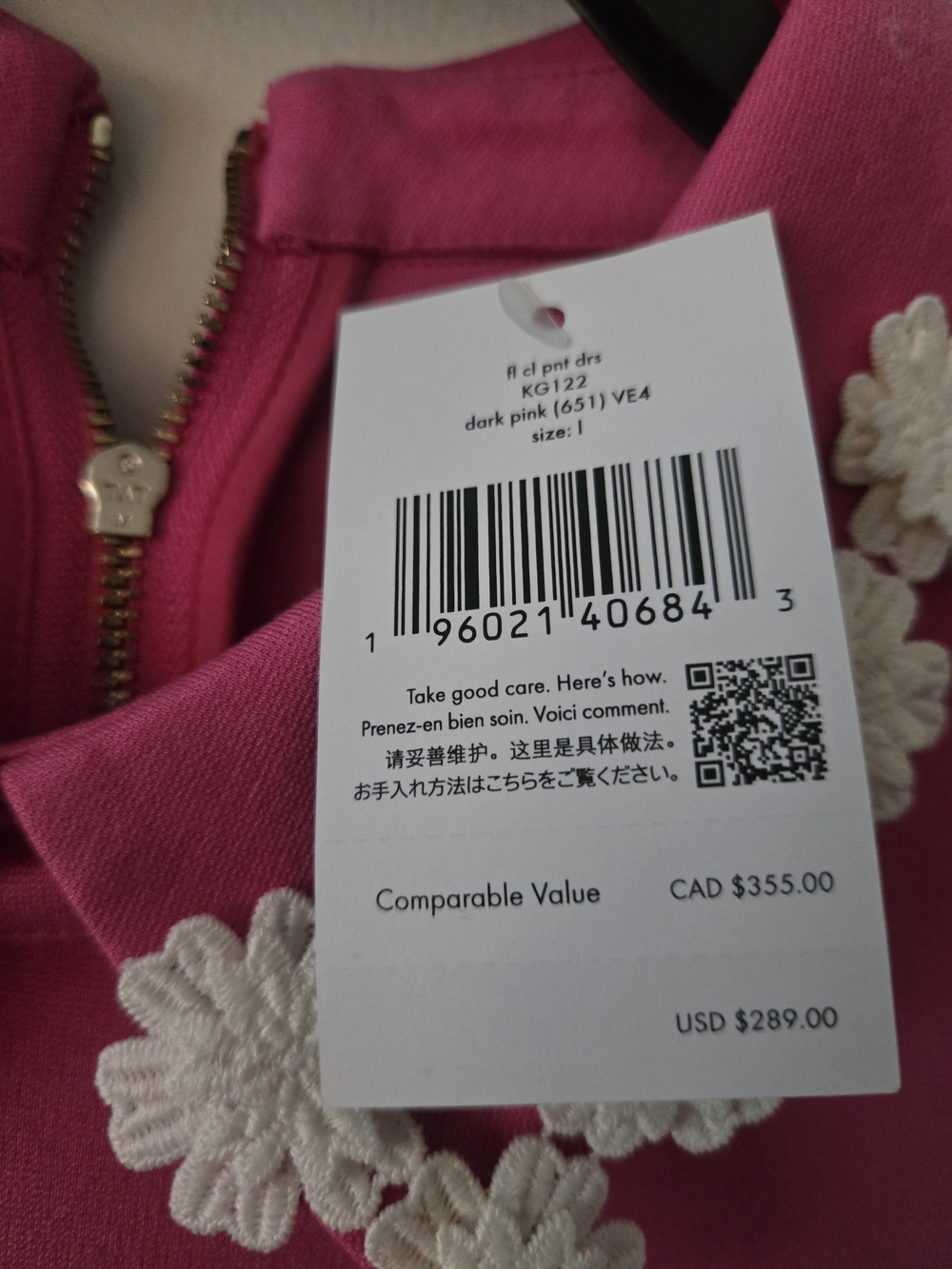 Kate Spade Floral Collar Pink Ponte Dress - Picture 5 of 5